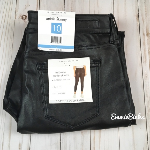 NWT Revolve X Sanctuary Social Standard Black Coated Wax Skinny Jeans - Picture 3 of 12